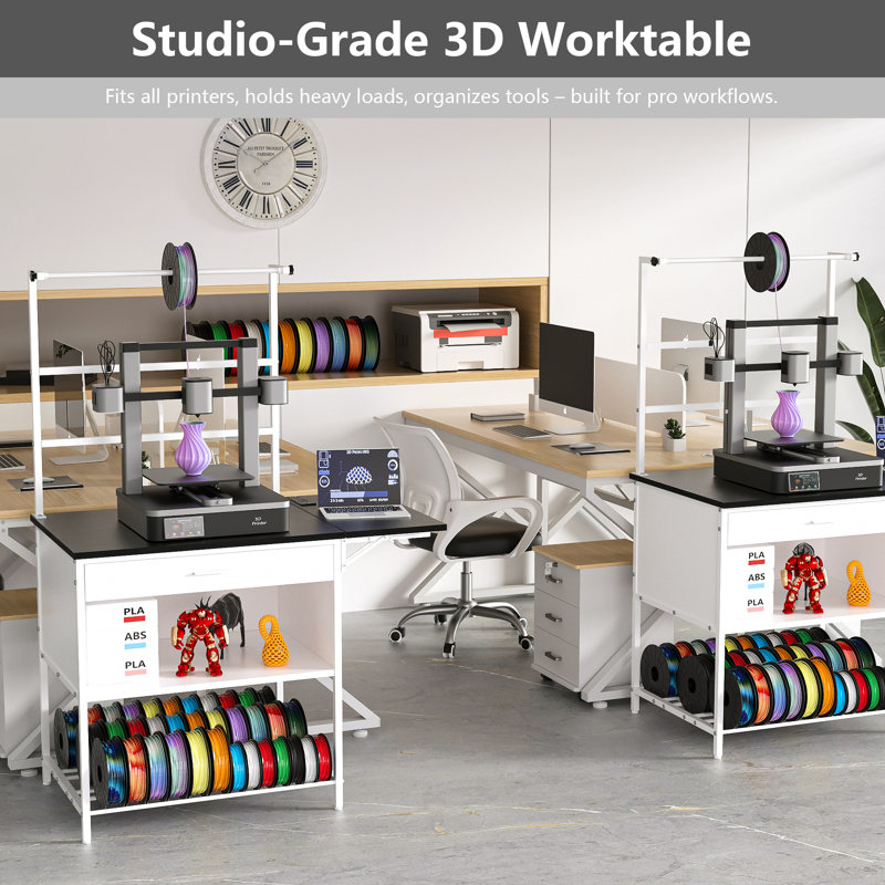 Foldable 3D Printer Rack & Filament Storage Organizer - Heavy Duty Metal Shelving with 41.5" x 23.6" x 58.1" Dimensions