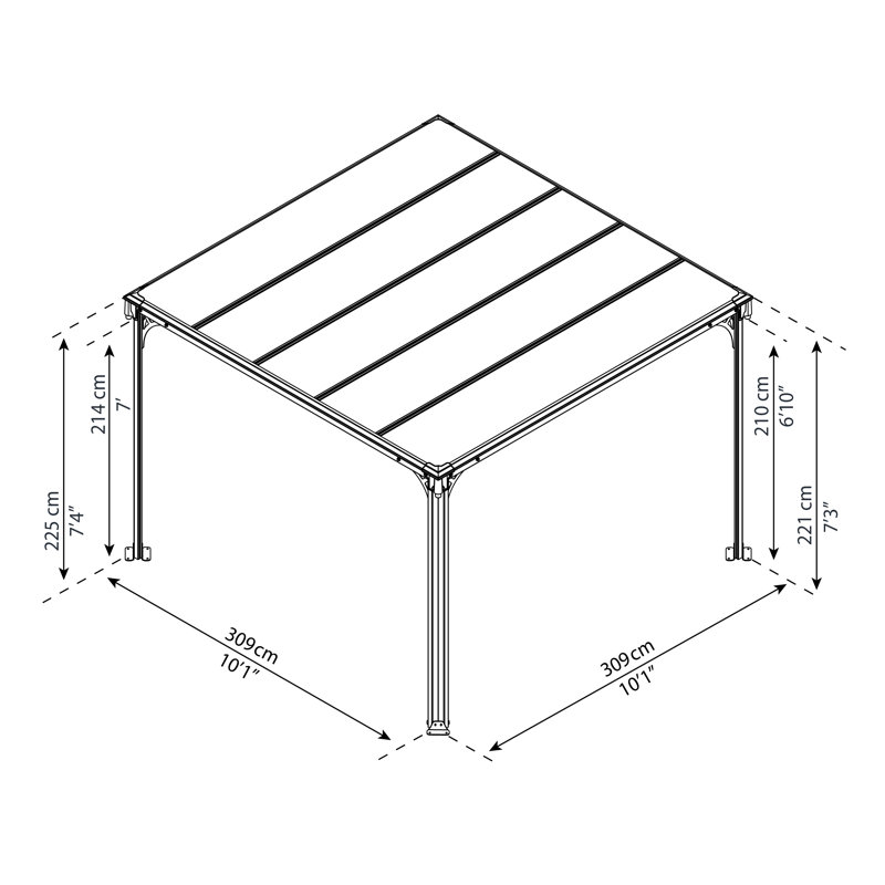 Milano 10' x 10' Gray Aluminum and Bronze Polycarbonate Gazebo