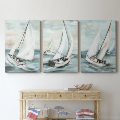 Série Sea and Shore IV - Ensemble de toiles tendues avec châssis Premium - Prêt à être accroché