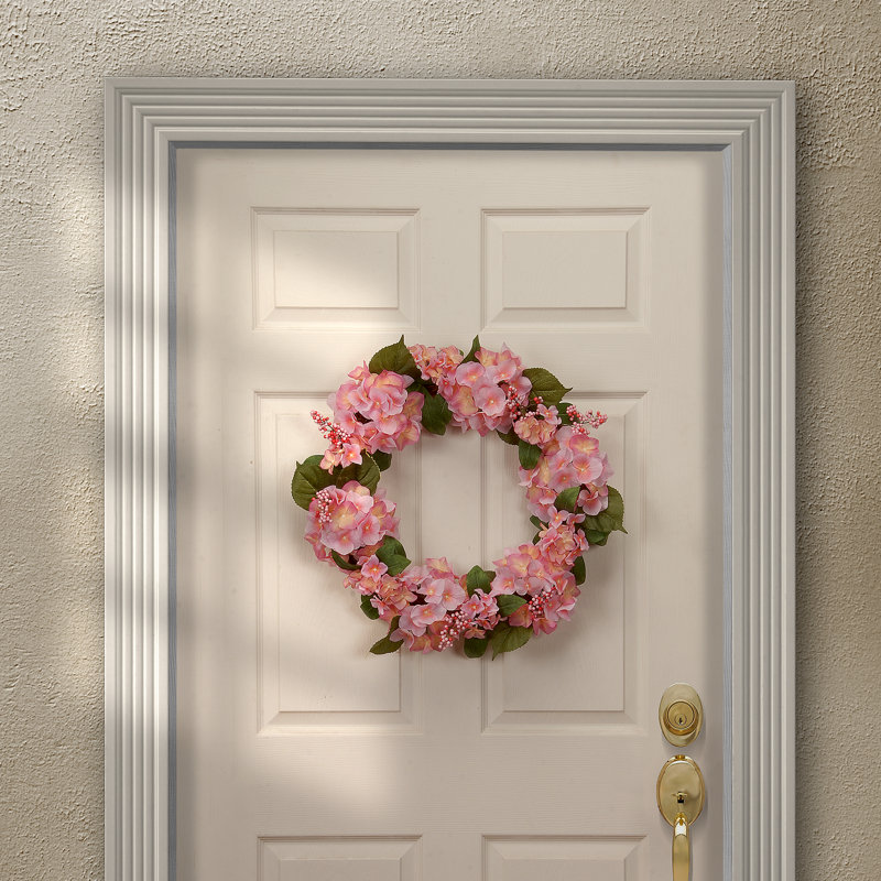 Couronne d'hortensia rose 24 po