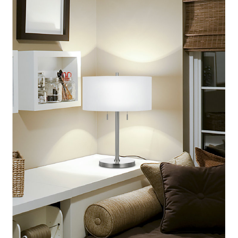 Lampe de table métallique 23,5 po Morganti, Argent, Blanc
