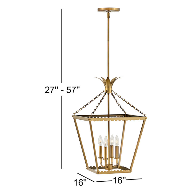 Luminaire suspendu de style lanterne à 4 lumières Gazala, Laiton héritage
