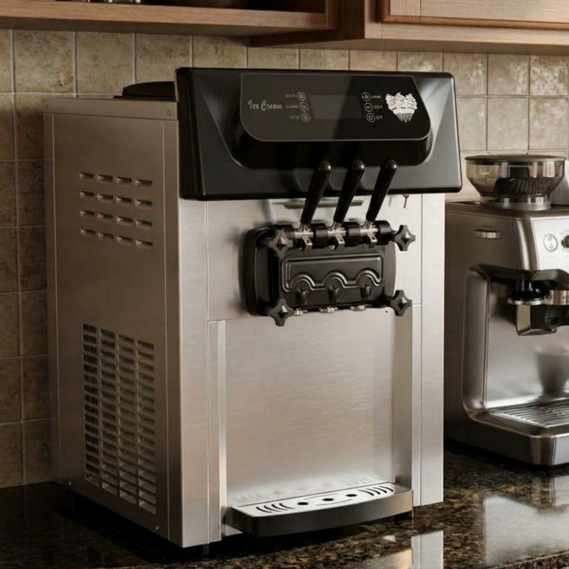 Machine à crème glacée commerciale commerciale, rendement de 5,3 à 7,4 gal / h, 3 saveurs, compresseur de 2 200 W, contrôle ACL et autonettoyant pour restaurant et café