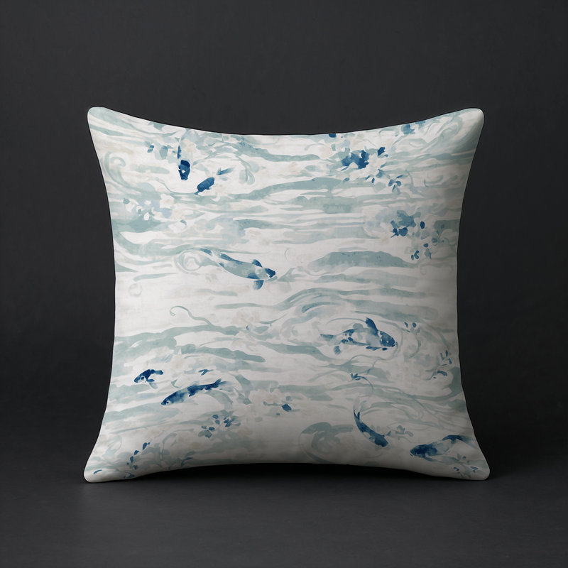 Coussin décoratif intérieur / extérieur gris Modern Modern, Gris / vert abstrait 1, Carré 16 po