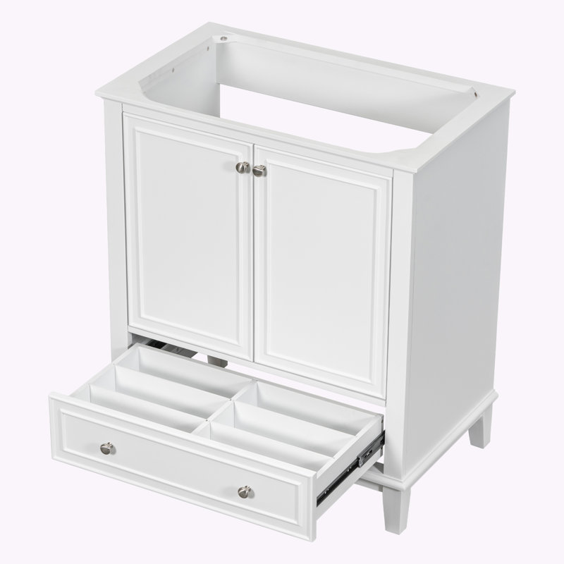 Base de meuble-lavabo simple 29,5 po seulement, Blanc / Blanc