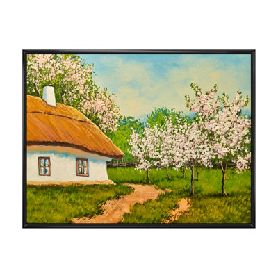 Printemps, paysage, maison, reproduction d'art sur toile