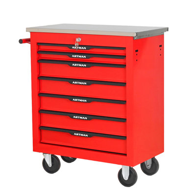 7 DRAWERS MULTIFUNCTIONAL TOOL CART WITH WHEELS-RED&BLACK