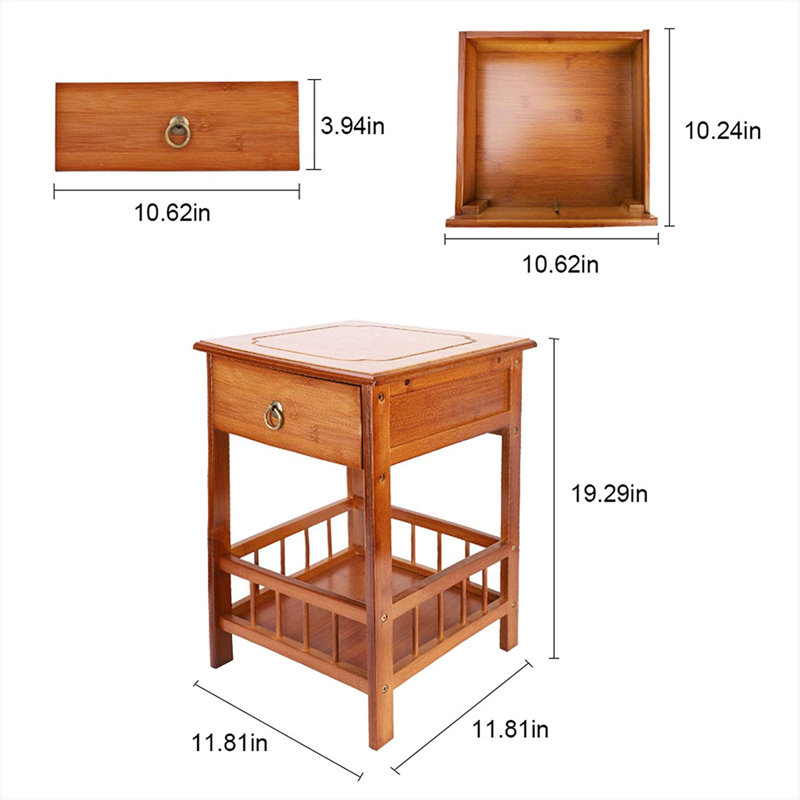 Pandorea Solid Wood End Table with Storage