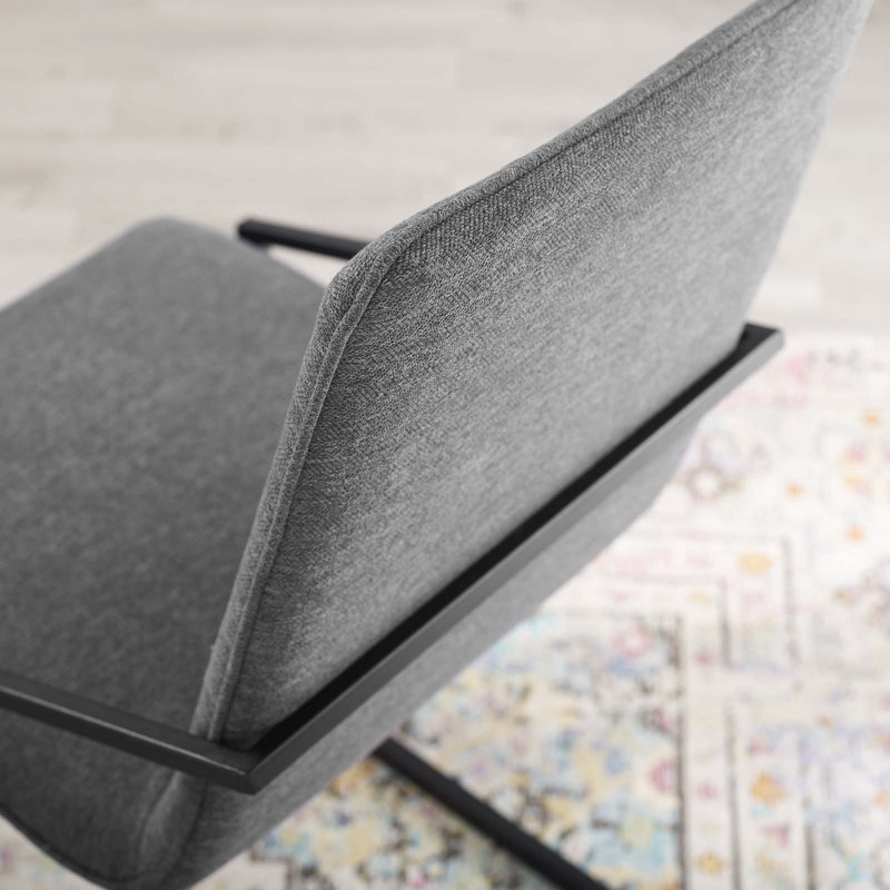 Modway Pitch Performance Velvet Dining Armchair, Polyester Charcoal, Matte Black