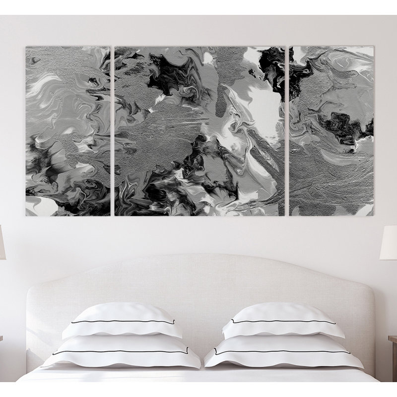 Marbre riche - 3 pièces, reproduction d'art sur toile, H 32 po x l 64 po x P 1,5 po