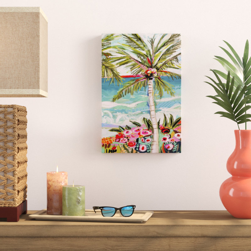 «Palm Tree Wimsy II» par Karen Fields, reproduction d'art sur toile, H 18 po x l 12 po, Toile tendue, Sans cadre