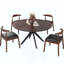 Table de salle à manger ronde en bois massif pour 4 à 6 personnes avec base piédestal entrecroisée-626004386-626004385