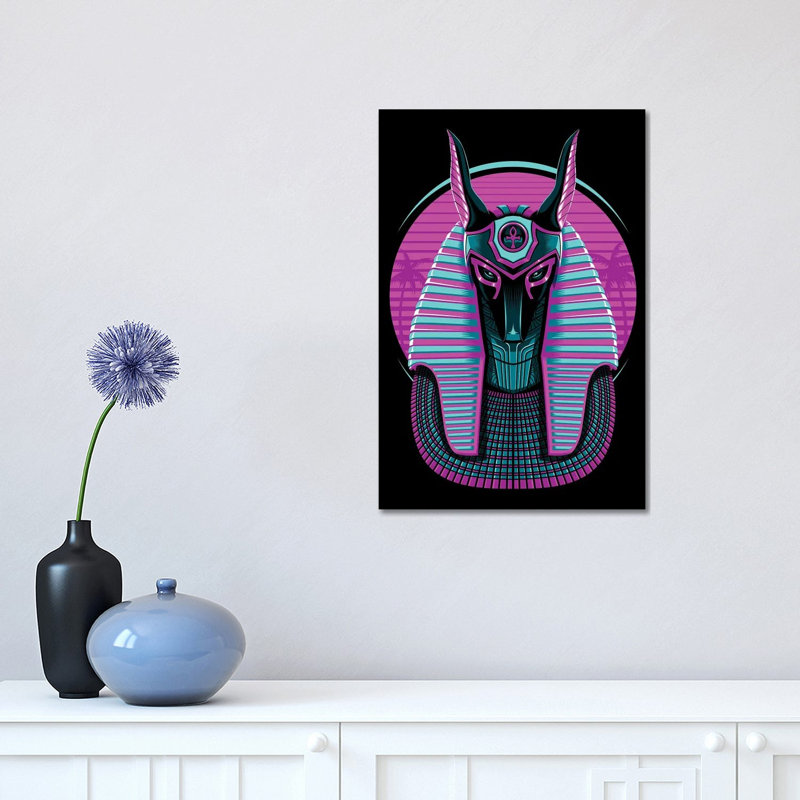 Retro Egyptian Pharaoh 1 Piece Wrapped Canvas Wall Art, 45.72cm H x 30.48cm W x 1.91cm D