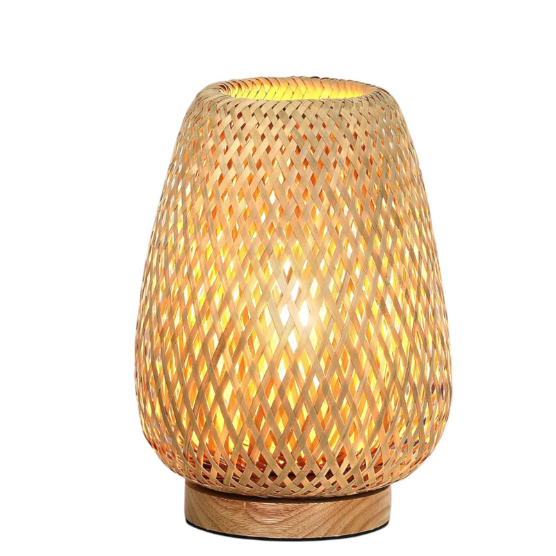 Dimmable Boho Woven Rattan Table Lamp