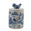 Boîte décorative bleue / beige en porcelaine peinte à la main