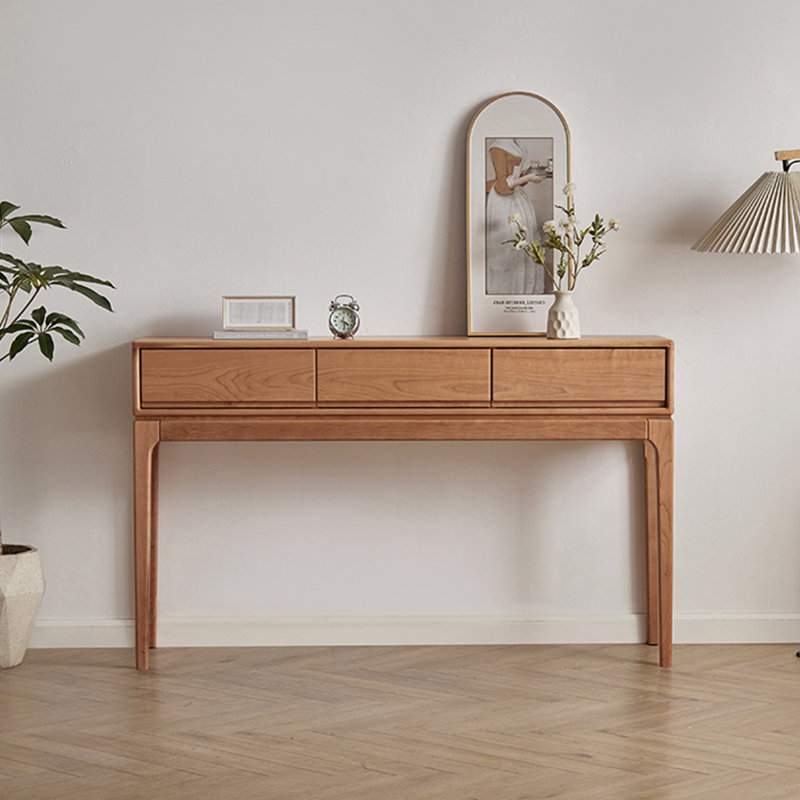 Modern simple console table, 35.4" H x 54.3" W x 13.8" D, Natural Wood