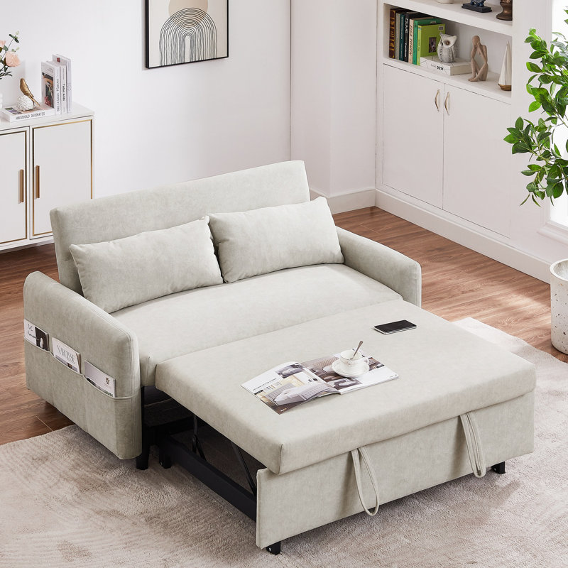 Canapé, canapé-lit, causeuse et canapé-lit Brynjolf, Microfibre beige