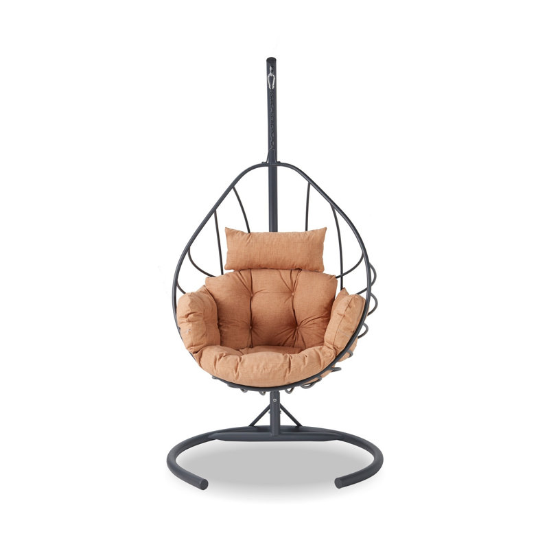Balancelle simple Modern Garden, anthracite et brun, 47,2 x 84,6 x 23,6 pouces | Structure 100% métal, tissu 100% polyester, facile à nettoyer, coussin en mousse 18 ds | Supporte jusqu'à 330 à 375 lb, idéal pour la détente en plein air