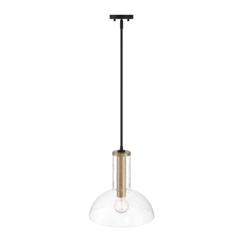 Arshpreet 1 - Light Matte Black Dome Pendant, 51.25" H x 14" W x 14" D