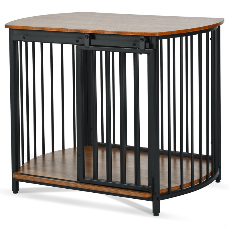 Niche pour chien brune de 31,5 po, portes doubles pour canines moyennes, cage pour animal de compagnie moderne, moyenne, Brun
