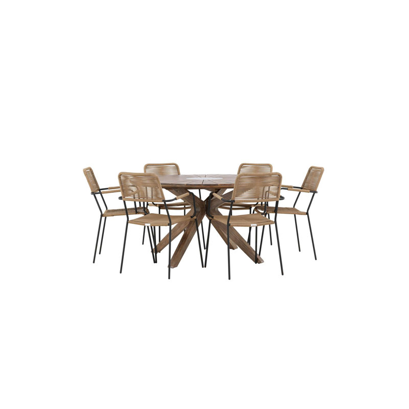 Claudius 6 - Person Patio Dining Set with Round Table, Brown