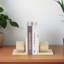 Set Of 2 6" Travertine Cube On Base Bookends, Tan