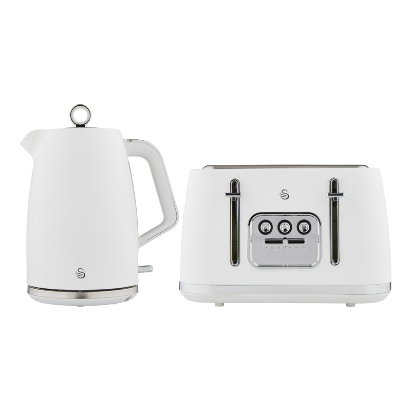 Swan Serenity 1.7L Electric Tea Kettle & 4 Slice Toaster, White