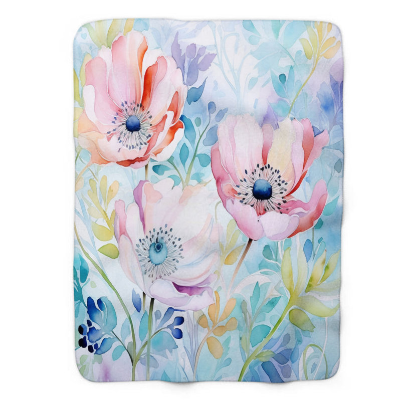 Doux motifs de pétales - couverture Sherpa de qualité supérieure 1 pièce, Grand lit