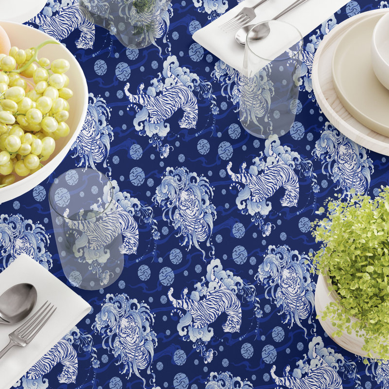 Rectangular Tablecloth, 100% Cotton, Floral 181, 120" x 52"