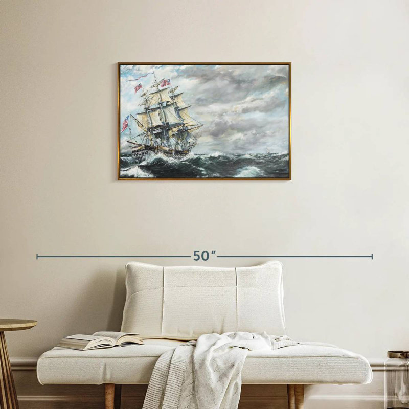Tête de frégate USS Constitution pour frégate, Cadre flottant doré, 31 po x 21 po