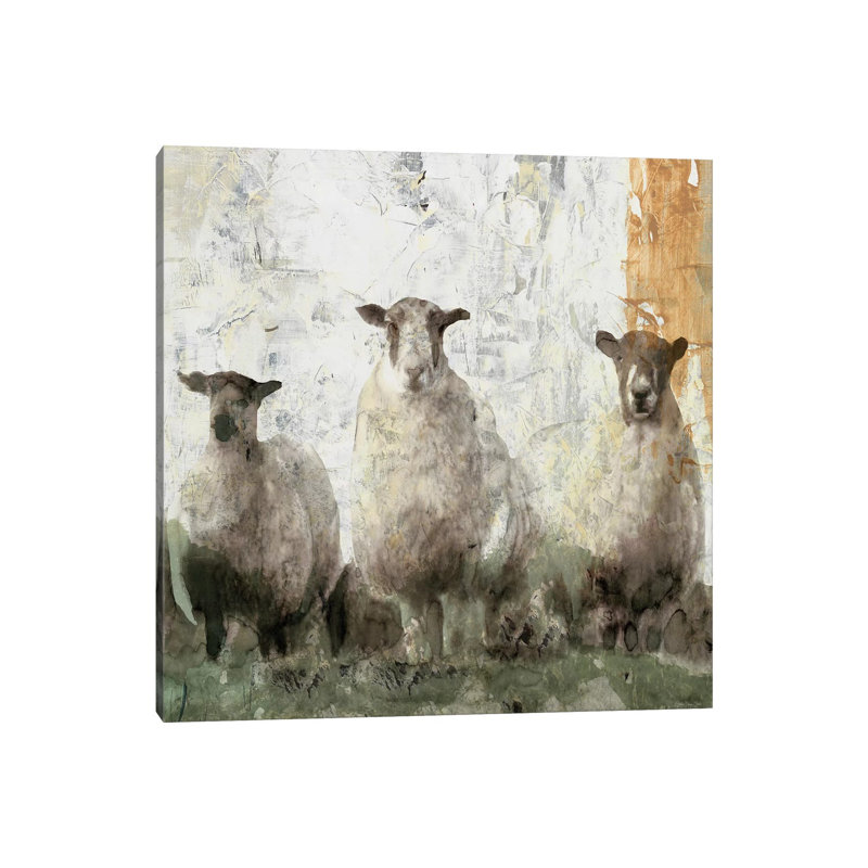 Three Sheep - Painting on Canvas, 66.04cm H x 66.04cm W x 1.91cm D, Wrapped Canvas