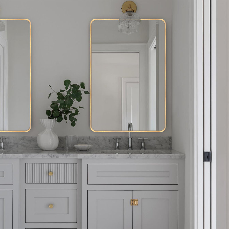 Ensemble de 2 miroirs muraux Viridiana, Or, 36 po x 24 po