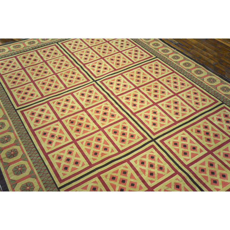 Flatweave Wool Geometric Area Rug, Rectangle 6' x 9'