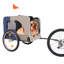 Remorque pour chien - Remorque pliante pour animaux pour bicyclette, transporteur pliant pour animaux avec roues de 20 pouces, 2 entrées, drapeau de sécurité, facile à connecter et à ranger