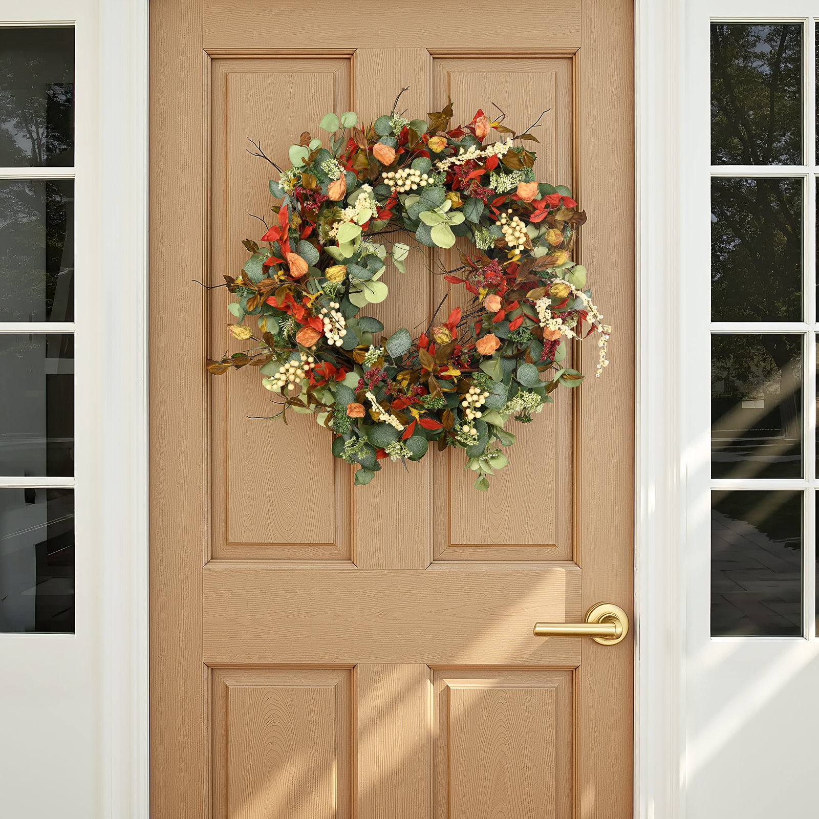 26'' Thanksgiving Handcrafted Faux Eucalyptus, Berry Wreath