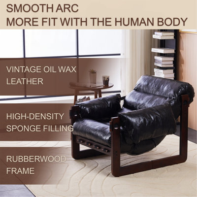 Méridienne de style moderne médiéval, accoudoirs amovibles, fauteuil en cuir ciré à l'huile rétro, chaise décorative de style rétro, convient au salon, bureau, bureau multicolore orange