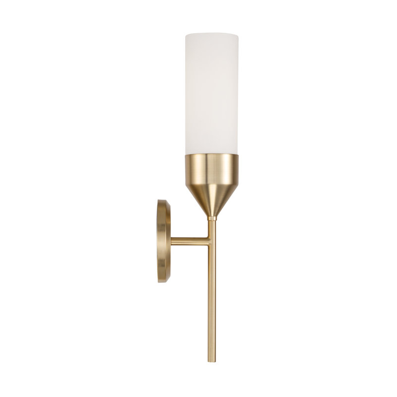 Devon Matte Brass Wall Sconce with Soft White Glass