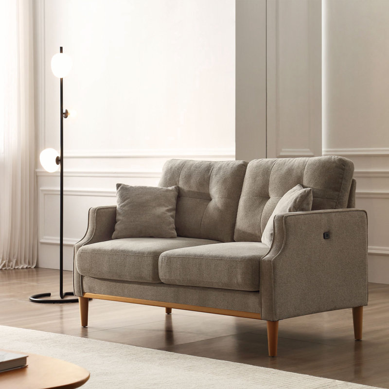 Anwita Recessed Arm Standard Loveseat, Gray 100% Polyester, 35.03" H x 56.7" W x 31.9"D