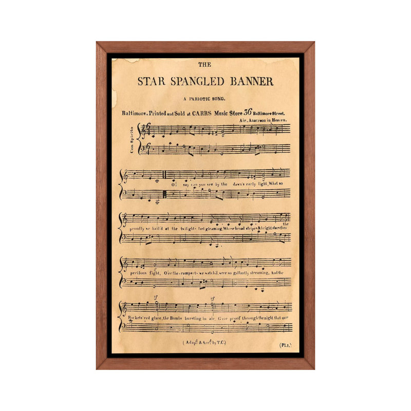 «Star Spangled Banner» - Imprimé, H 26 po x l 18 po x 1,5 po, Cadre bois classique