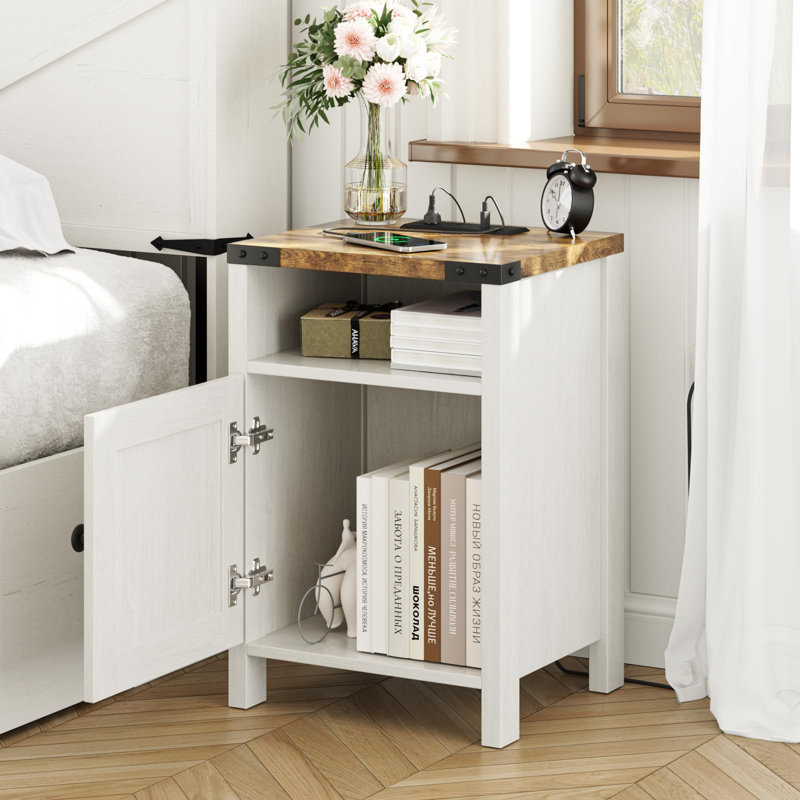 Table de chevet Kennesha, Blanc antique