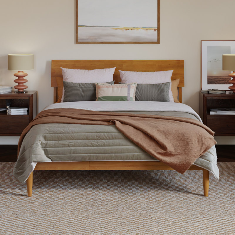 Bradford Platform Bed with Adjustable Headboard, Light Toffee, Full