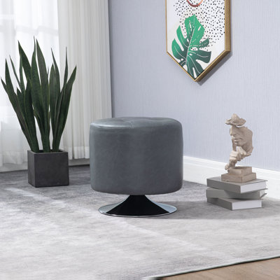 Lashune 45.5cm Wide Tufted Round Solid Colour Footstool Ottoman