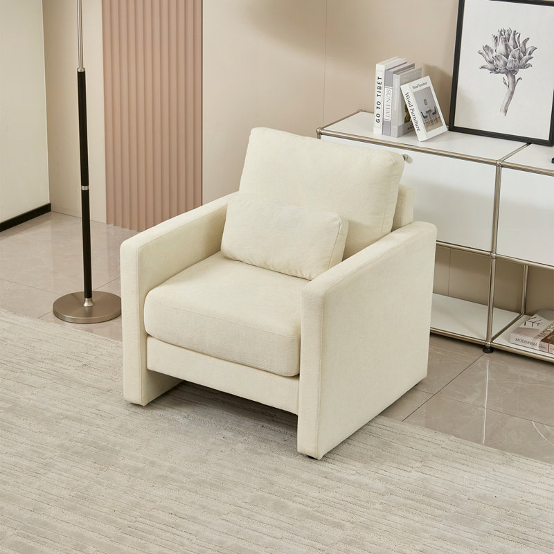 Fauteuil en chenille de 31,49 po de largeur, Tissu beige