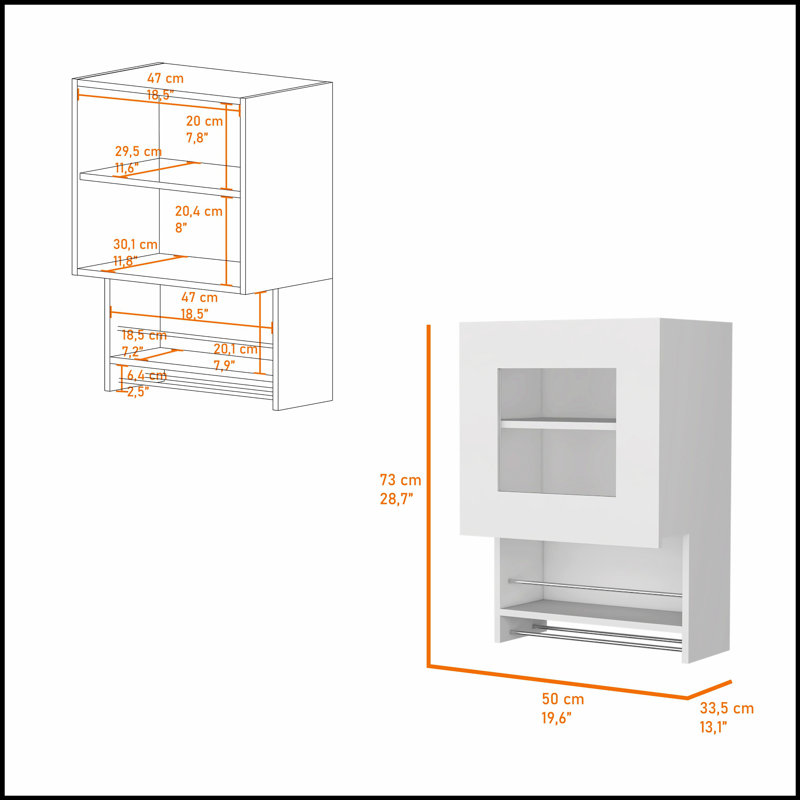 Armoire murale de cuisine à épices et à serviettes Nolan, solution de rangement élégante et durable pour les cuisines modernes.