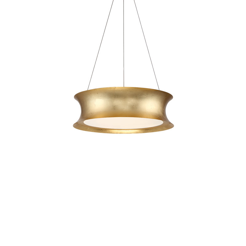 Luminaire suspendu cylindrique unique à 1 lumière Tango, Feuille d'or