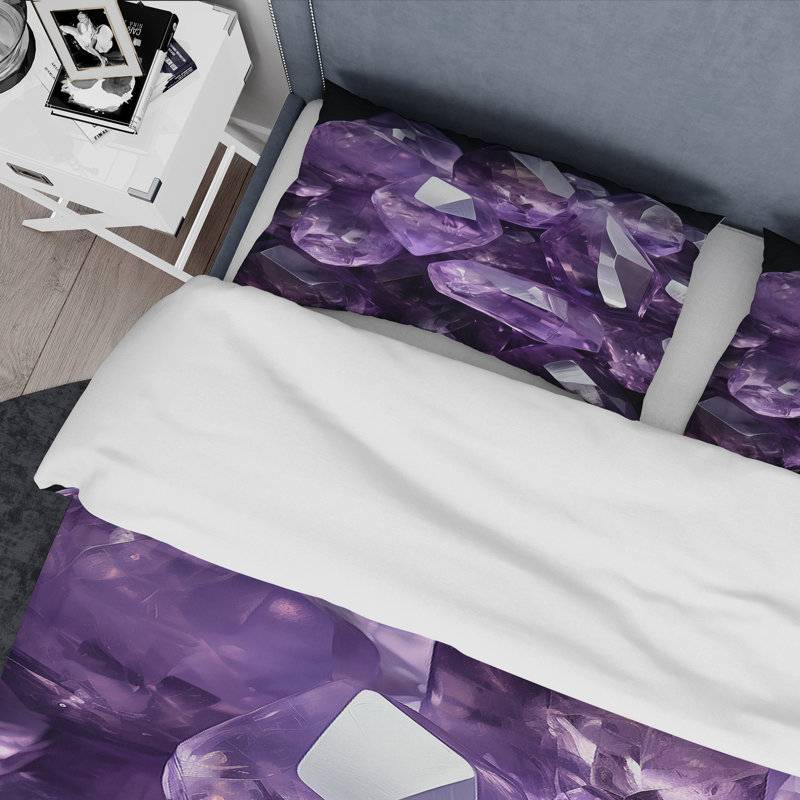 Ensemble de housse de couette violet à améthyste Geode Essence 2, Housse de couette pour très grand lit