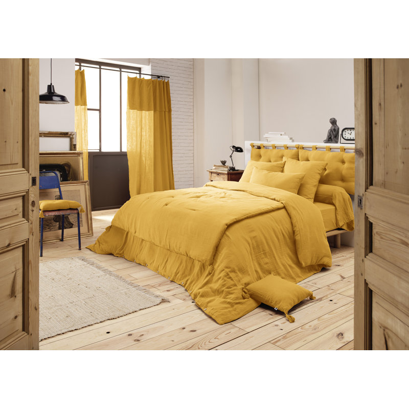 Knopp Cotton Solid Colour Duvet Cover, Yellow, King Duvet Cover