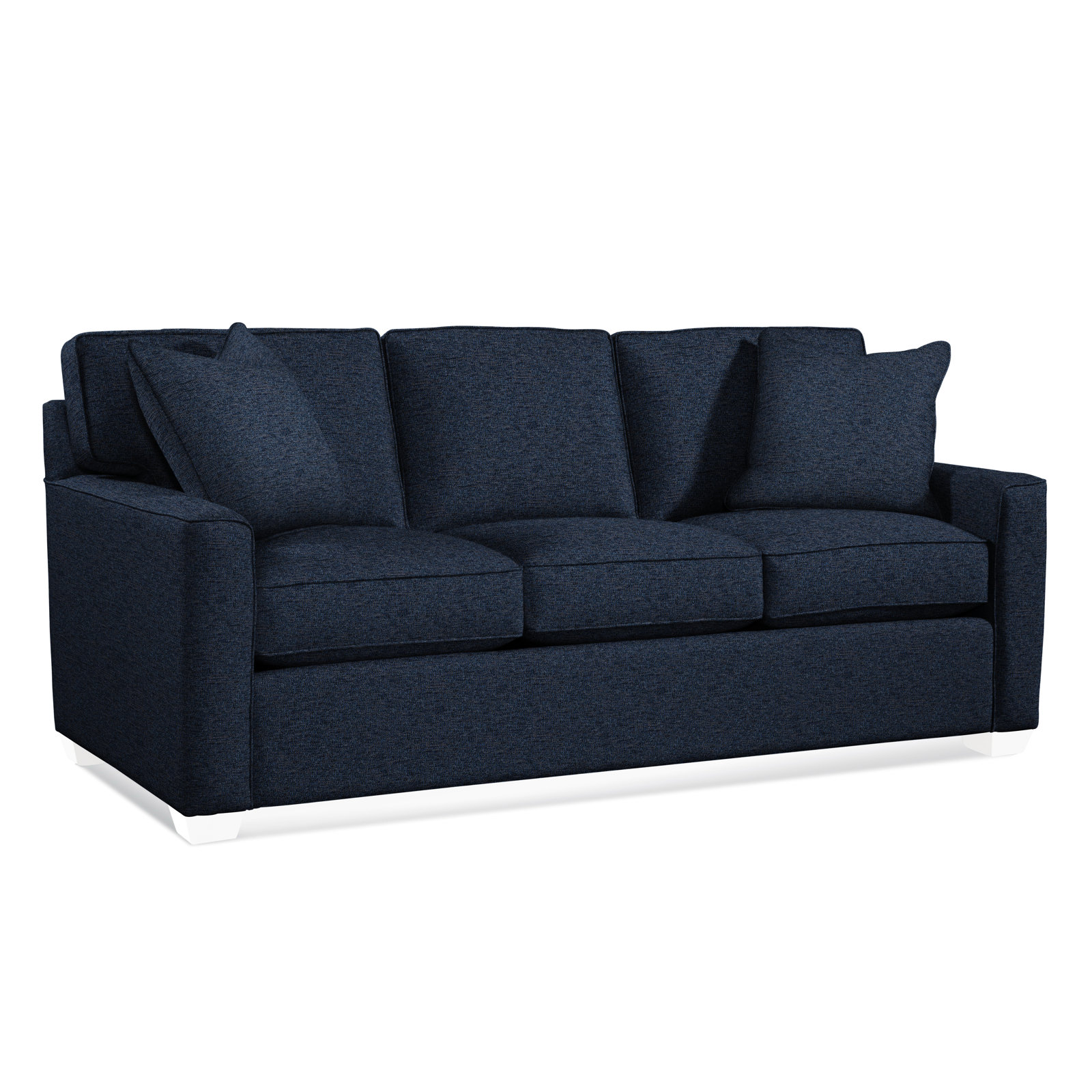 Frye 81'' Upholstered Sofa, Innerspring Mattress, Frost White, Basic Navy