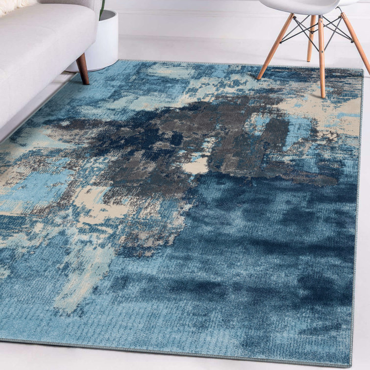 Tapis abstrait bleu / gris Rethman