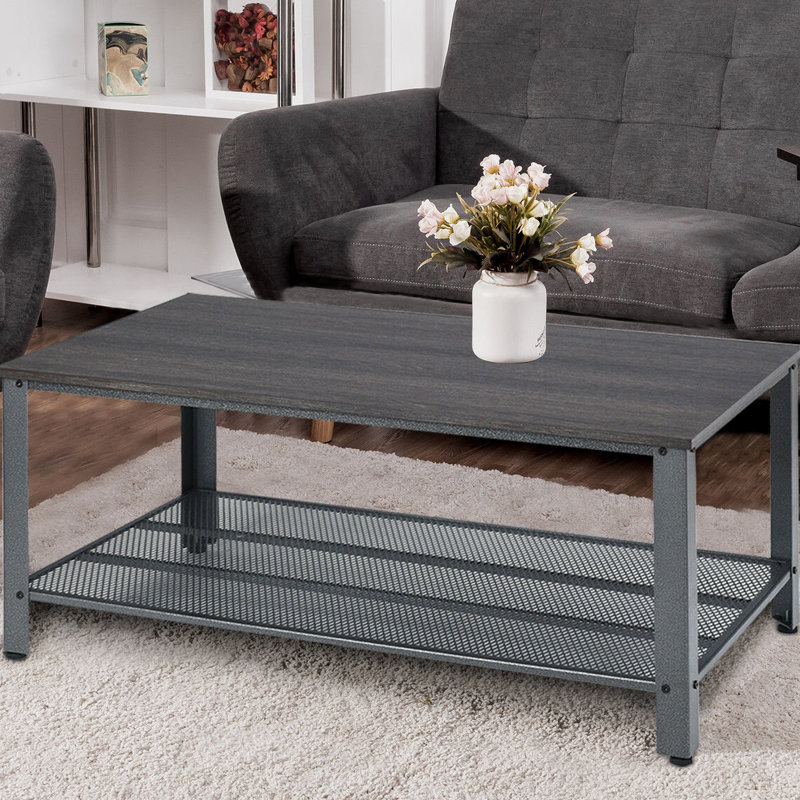 Table basse avec rangement Teddrick, Gris foncé, Gris